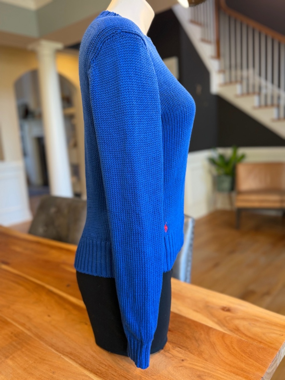 Polo Ralph Lauren Preppy Blue Cotton Crewneck Sweater M (GUC) - Picture 3 of 15